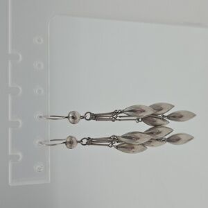 Vintage Sterling Silver Long Dangle Beads Earrings